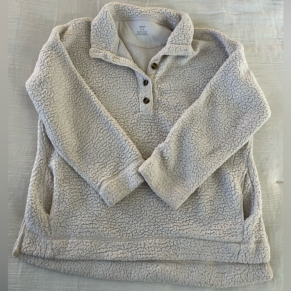 Aerie Sherpa Quarter Button